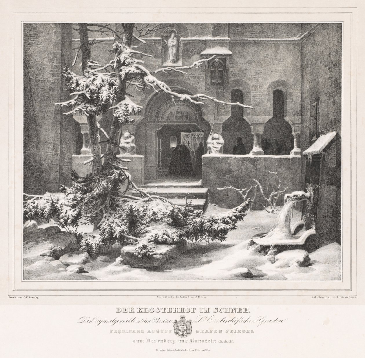 Kirkkopiha lumella, n. 1835. tekijältä Andreas Borum