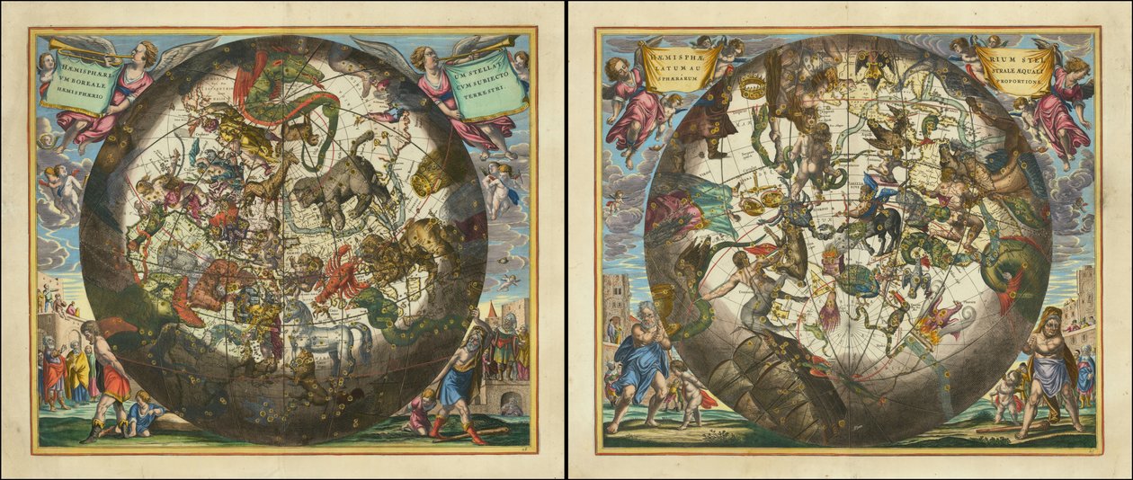 Haemisphaerium Stellatum Boreale Cum Aequali Sphaerarum Proportione - Haemisphaerium Stellatum Australe Cum Aequali Sphaerarum Proportione - Haemisphaerium Stellatum Australe Cum Aequali Sphaerarum Proportione tekijältä Andreas Cellarius