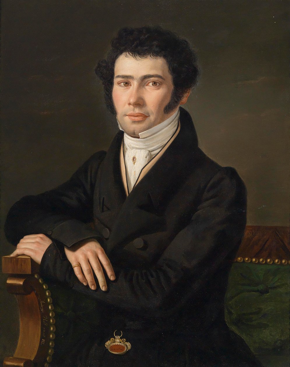 Muotokuva Gaspari Spontinista (1774-1851), oopperasäveltäjä ja yleinen musiikinjohtaja Berliinissä tekijältä Andreas Hall
