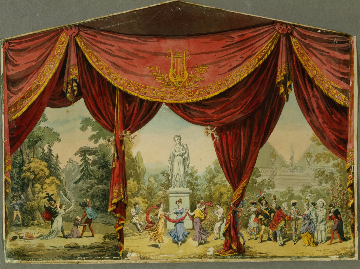 Luonnos Pietarin keisarillisen teatterin verholle, 1830-luku tekijältä Andreas Leonhard Roller