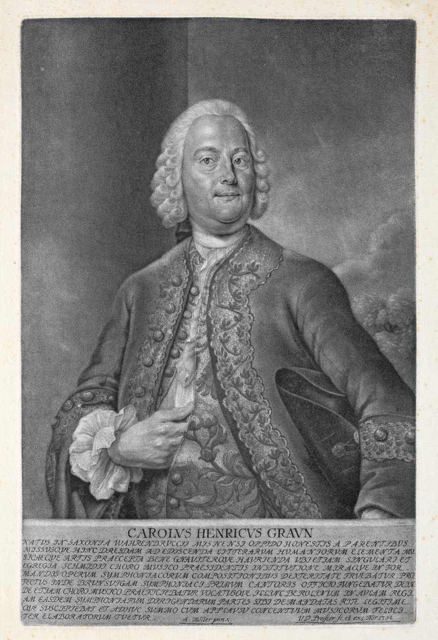 Carl Heinrich Graun (1703-59), kaiverrettu Valentin Daniel Preisslerin (1717-65) toimesta 1752 (mezzotint). tekijältä Andreas Moller