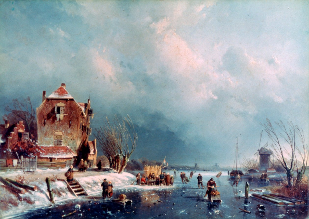 Jäätynyt joki, 1787-1870 tekijältä Andreas Schelfhout