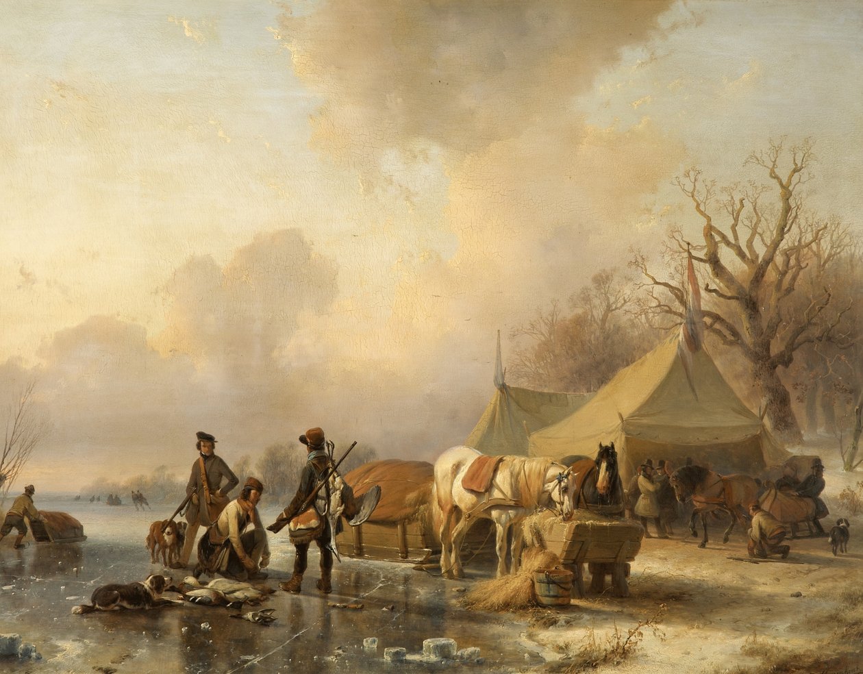 Talvikohtaus reessä, 1840 tekijältä Andreas Schelfhout