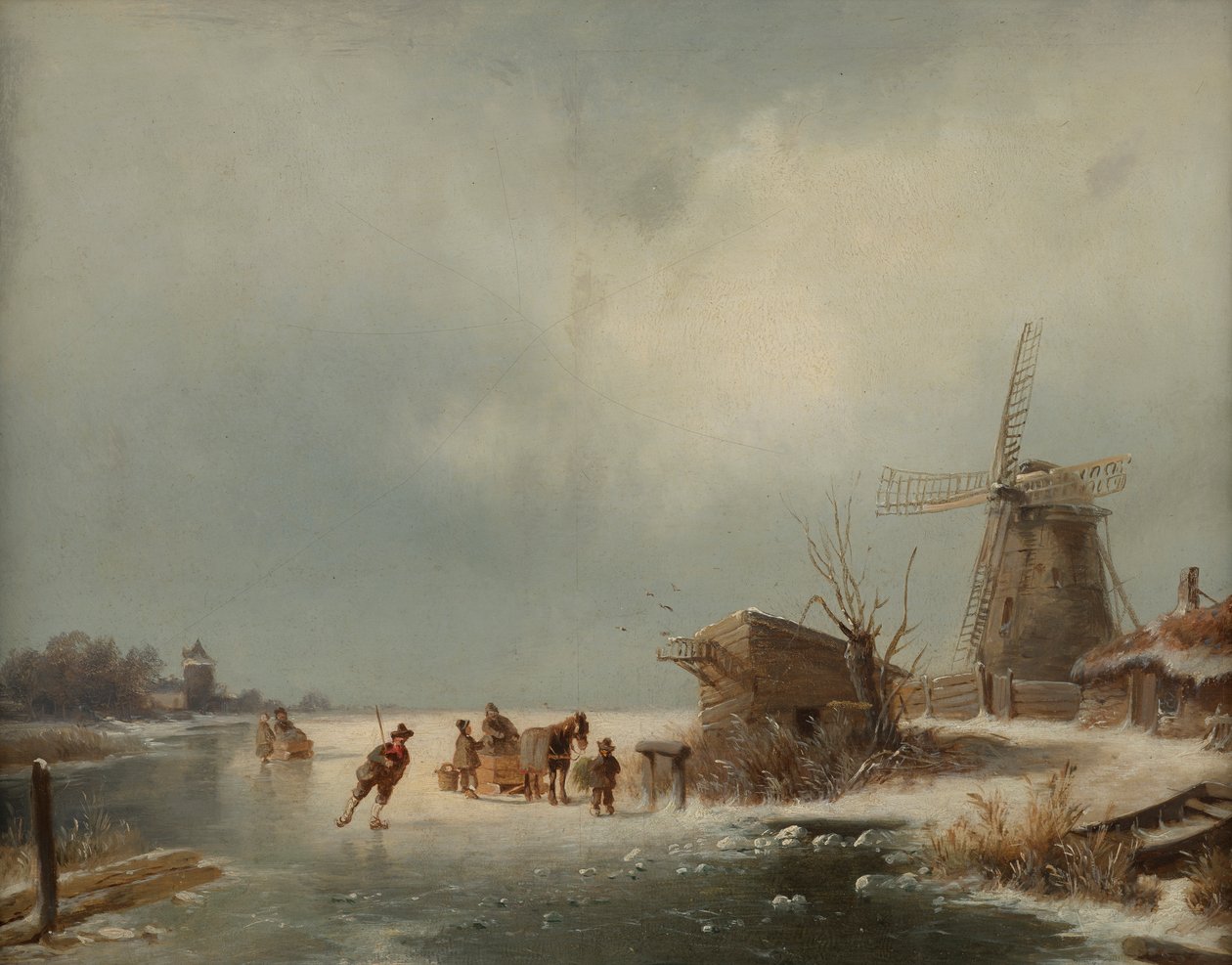 Paisatge hivernal amb patinadors de gel finlandesos tekijältä Andreas Schelfhout