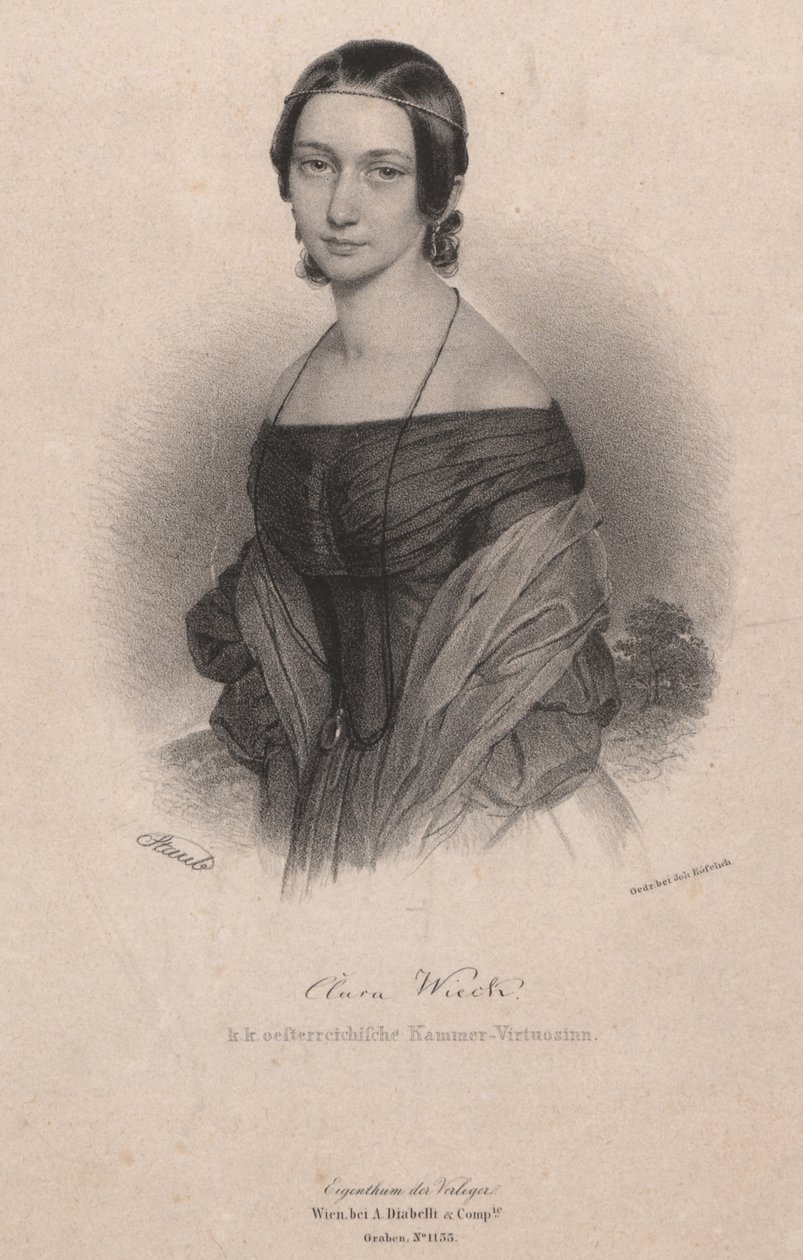 Retrato de Clara Wieck-Schumann 1819-1896, 1838. finlandês tekijältä Andreas Staub