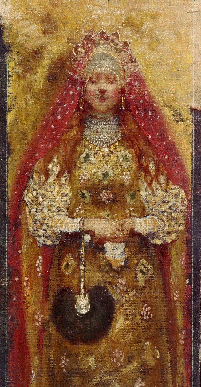 Boyar nainen (boiard, boiar). Yksityiskohta. Andrei Petrovitš Rjabushkin (Riabutchkin) (1861-1904) maalaus, öljy kankaalle tekijältä Andrei Petrovich Ryabushkin