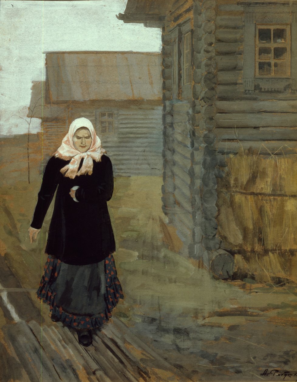 Maalaiskylässä. Kirkkoon menossa, 1903 tekijältä Andrei Petrovich Ryabushkin