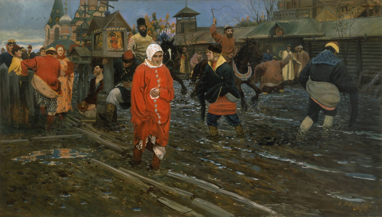 1700-luvun Moskovan katu yleisenä vapaapäivänä, 1895 tekijältä Andrei Petrovich Ryabushkin