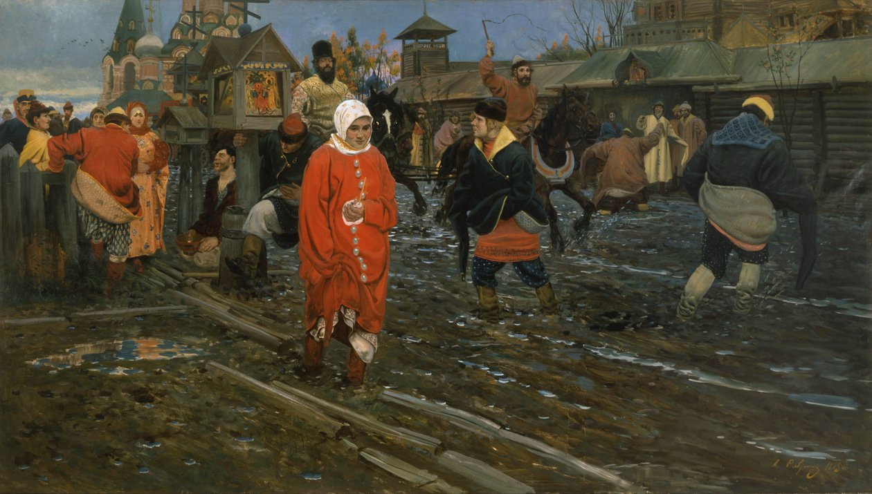1700-luvun Moskovan katu juhlapäivänä tekijältä Andrei Petrovich Ryabushkin
