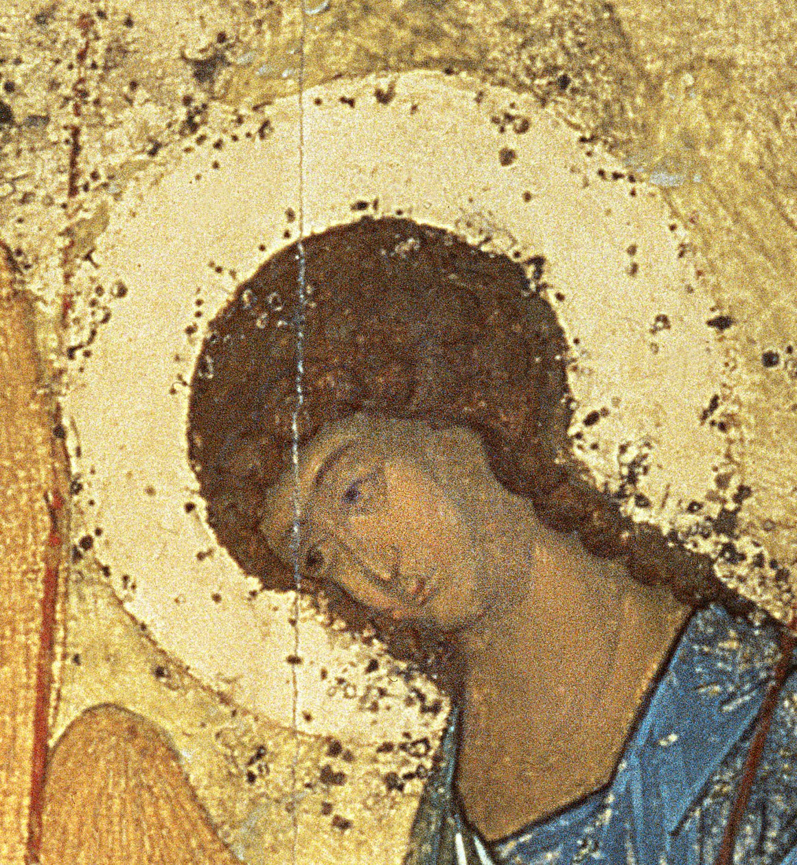 Yksityiskohta teoksesta Pyhä kolminaisuus, 1420-luku (tempera paneelille) (yksityiskohta) (ks. 39517) tekijältä Andrei Rublev