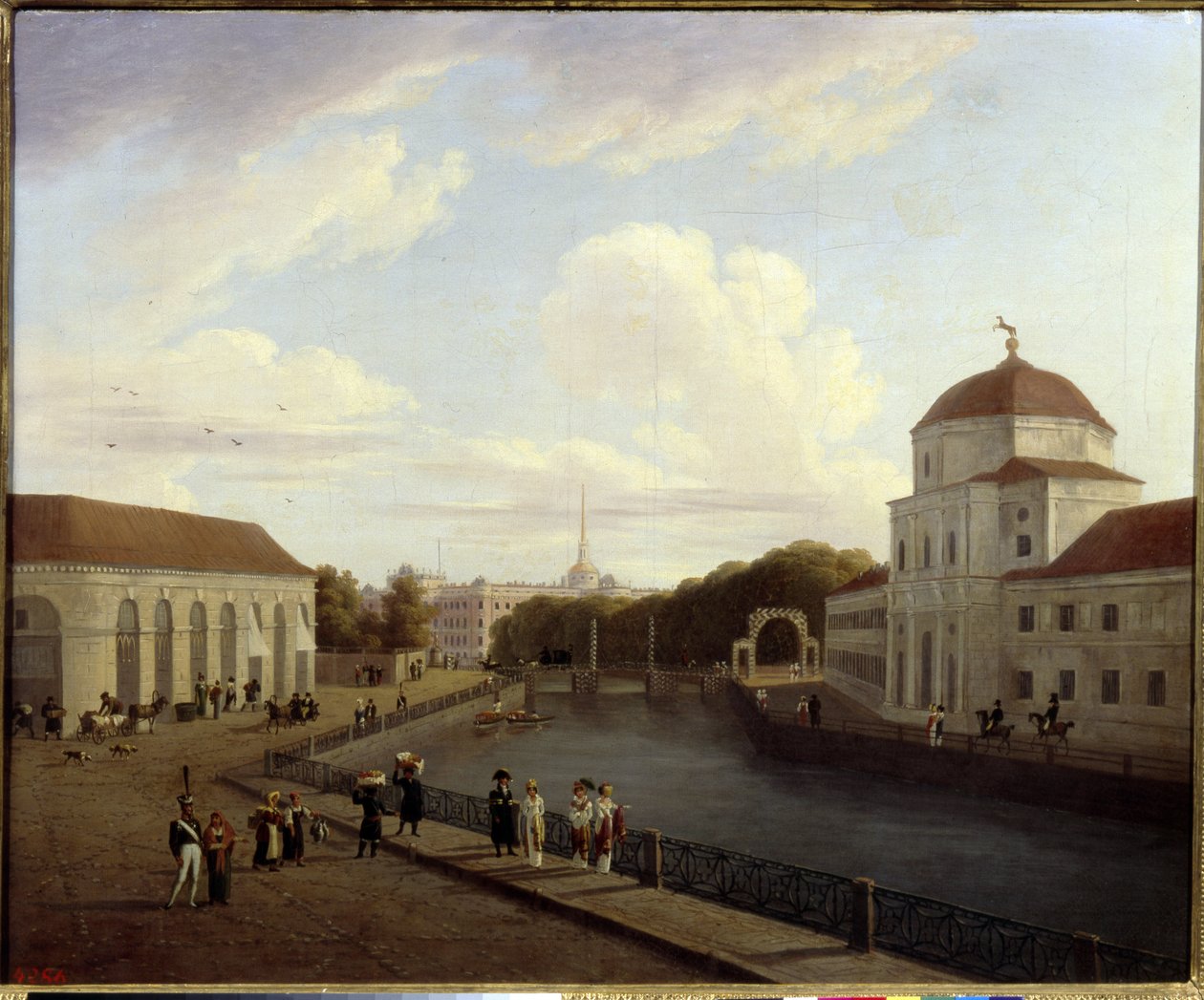 Michelin palatsi Pietarissa. (Pietarin Mikaelin palatsi). Andrei Jefimovitš Martynovin (1768-1826) maalaus öljy kankaalle tekijältä Andrei Yefimovich Martynov