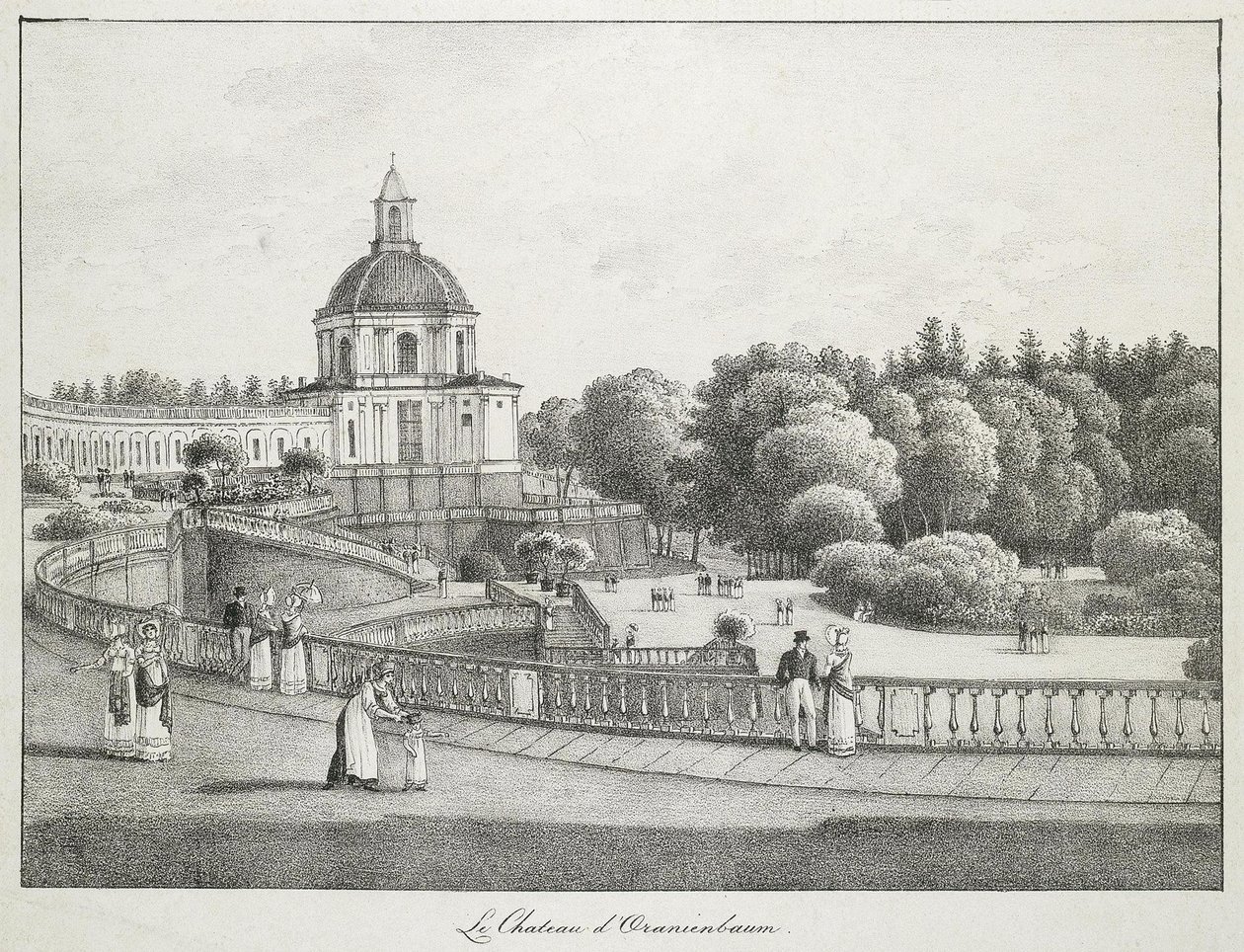 Näkymä Suuren palatsin kirkolle Oranienbaumissa, 1821-1822 tekijältä Andrei Yefimovich Martynov