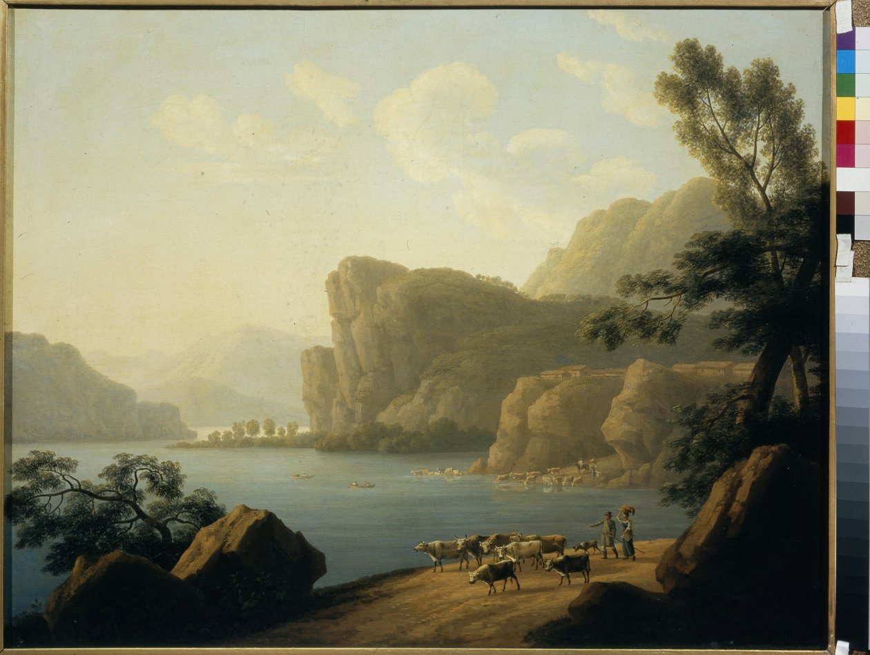""Näkymä Selenga-joelle Siperiassa"" Andrei Jefimovitš Martynovin (1768-1826) maalaus 1817 - Öljy kankaalle Koko 64,3x80 cm Valtion Tretjakov-galleria, Moskova tekijältä Andrei Yefimovich Martynov