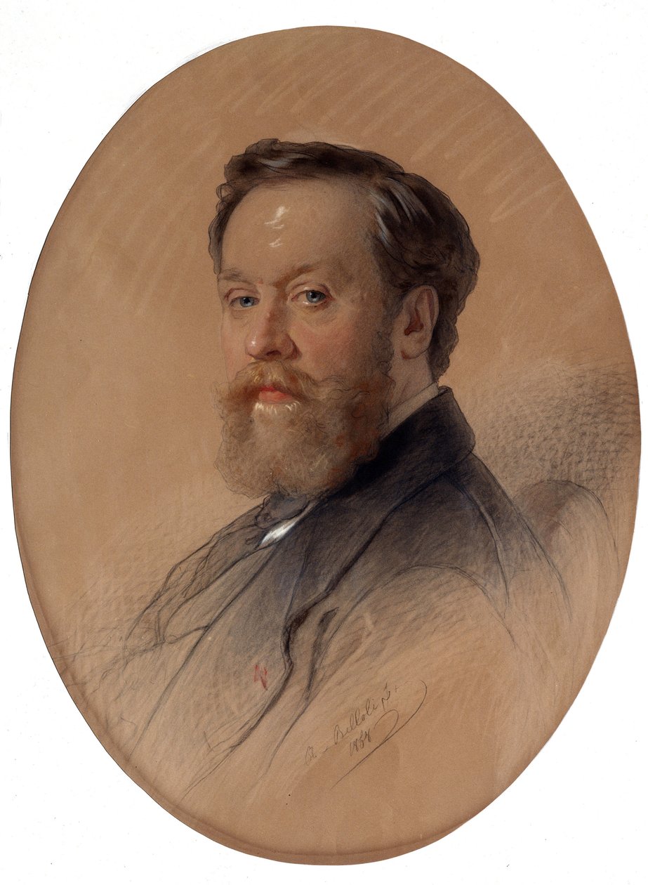 ""Aateliston marsalkka V. Y. Tulinovin muotokuva"" (Aateliston marsalkka V. Y. Tulinovin muotokuva) Andrei Bellolin (1820-1881) pastellipiirustus 1868 Ivan Kramskoyn taidemuseo (tai Kramskoi) Voronezhissa (Voronezh) , Venäjä. tekijältä Andrej Franzowitsch Belloli