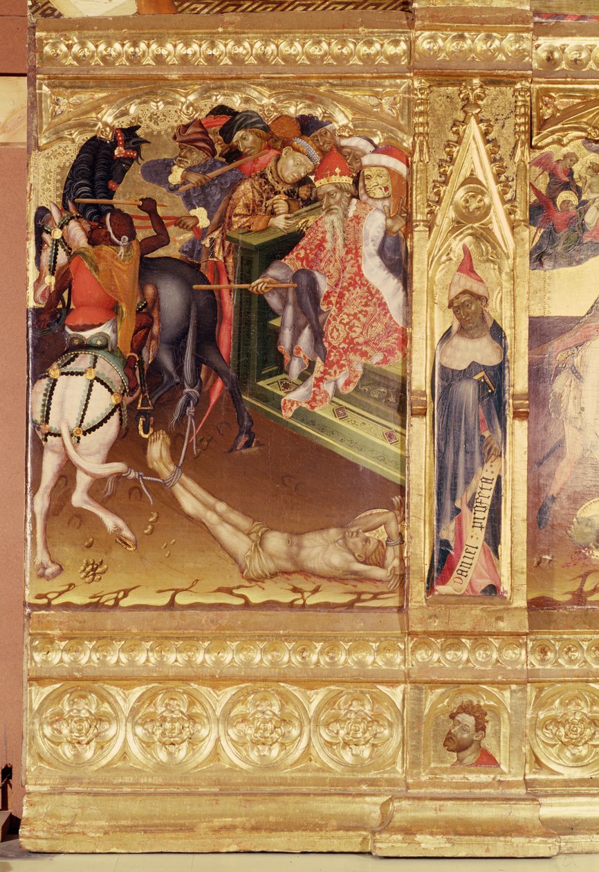 Pyhän Yrjön alttaritaulu, Valencia, n. 1420 (tempera ja kullattu mäntytaulussa) tekijältä Andres Marcal de Sas