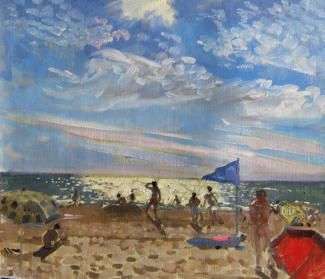 Sininen lippu ja punainen aurinkovarjo, Montalivet tekijältä Andrew Macara