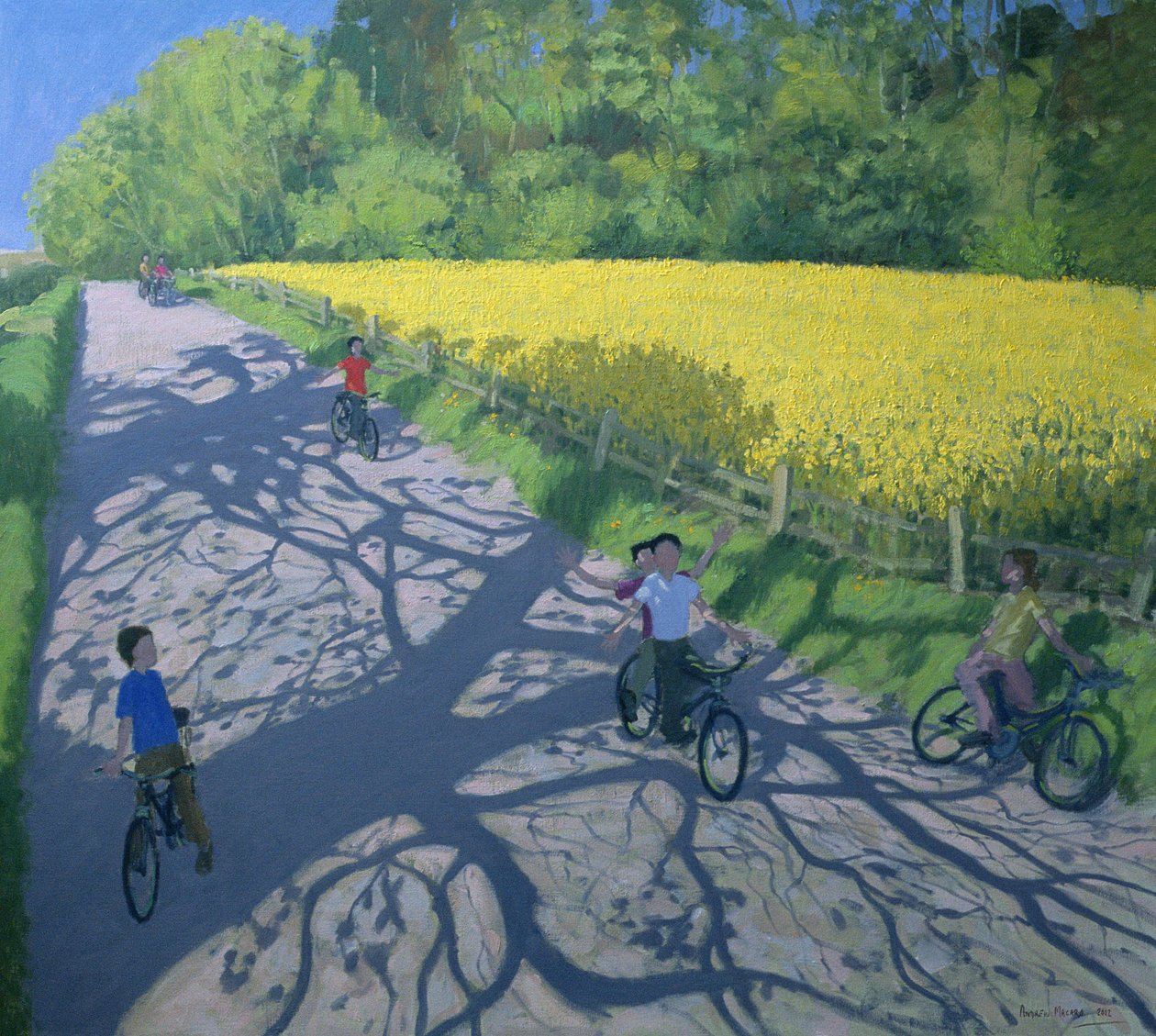 Pyöräilijät ja Yellow Field, Kedleston, Derby tekijältä Andrew Macara