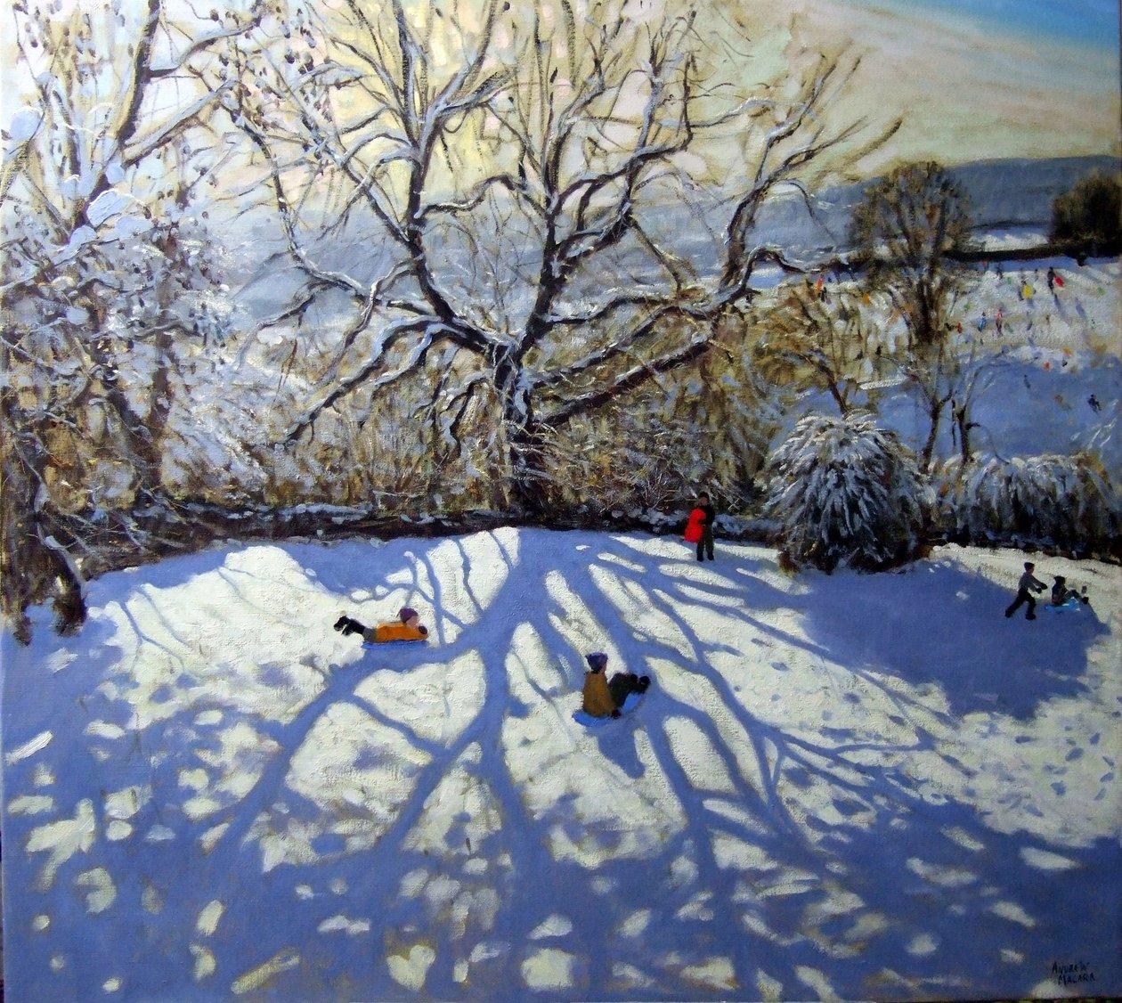 Iso puu ja kelkkailijat, Youlgreave, Derbyshire tekijältä Andrew Macara