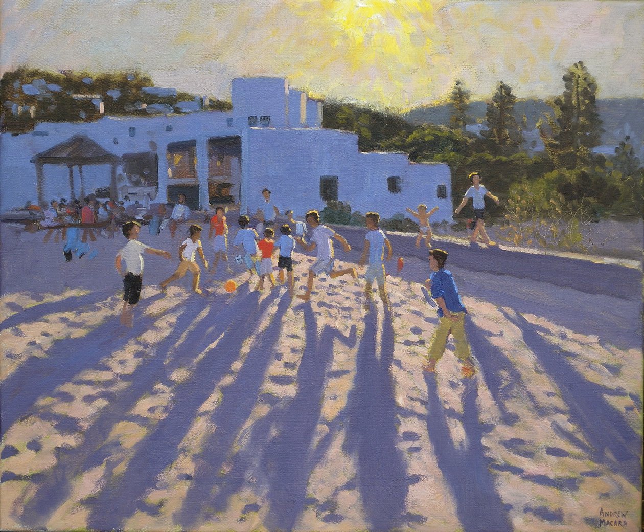 Myöhään iltapäivällä jalkapallo, Ornos, Mykonos tekijältä Andrew Macara