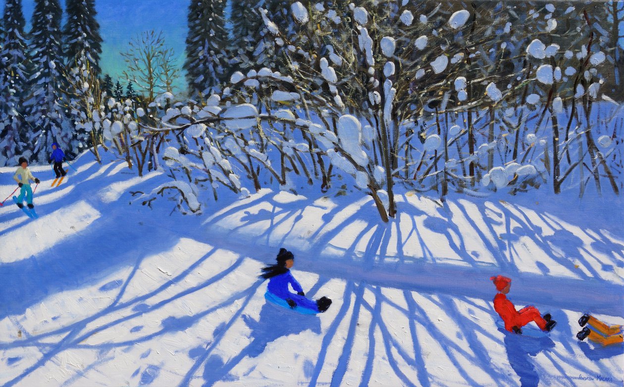 Kelkkailua ja hiihtoa ladulla,Morzine, tekijältä Andrew Macara