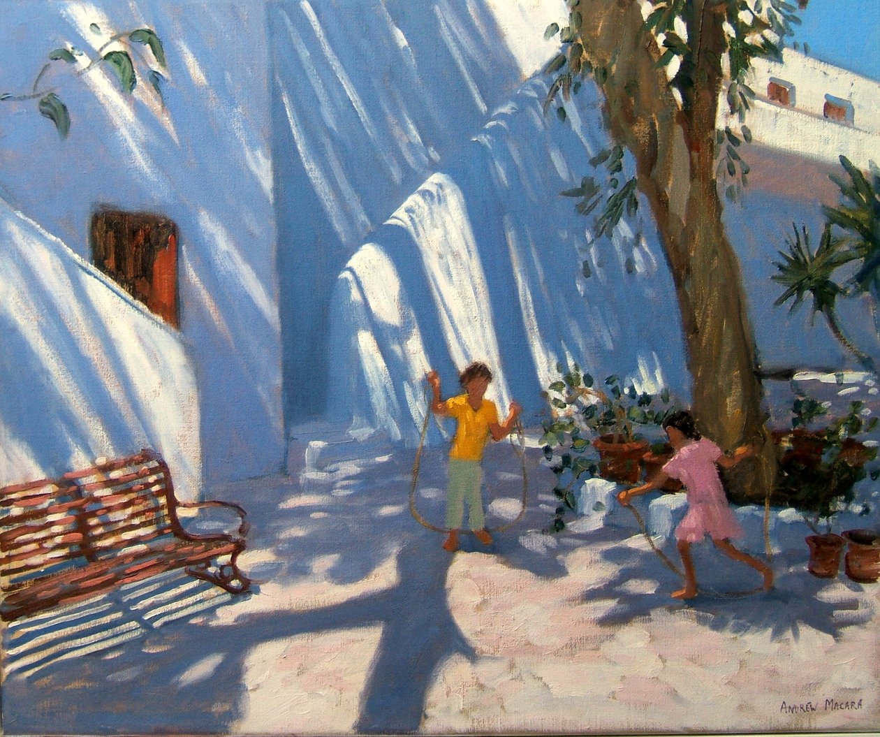 Kaksi tyttöä hyppäämässä, Mykonos tekijältä Andrew Macara