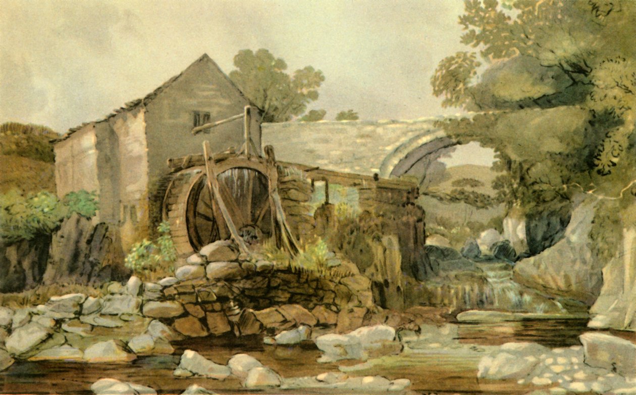 "Mill Bridge and Waterfall", 1800-luvun alkupuoliväli, 1947. tekijältä Andrew Hunt