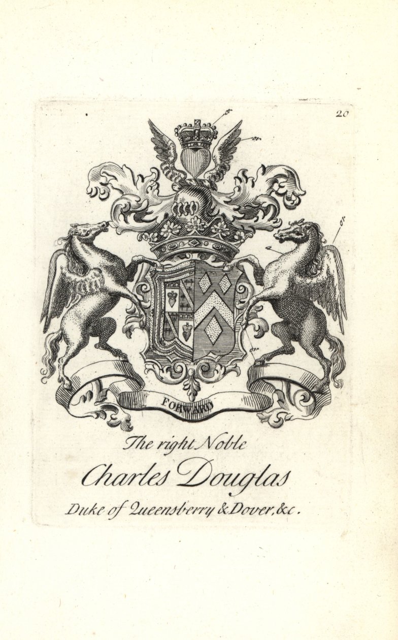 Queensberryn ja Doverin kolmannen herttuan Charles Douglasin vaakuna ja vaakuna tekijältä Andrew Johnston