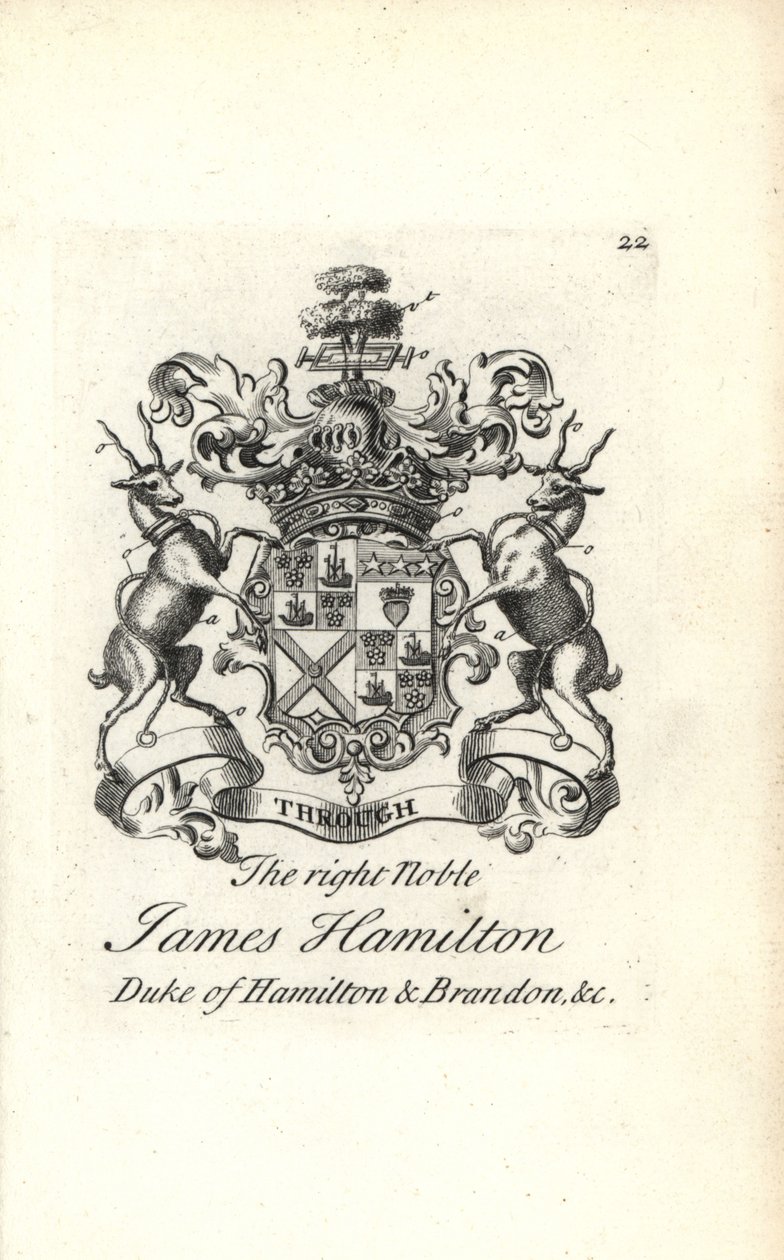 Oikean aatelisen James Hamiltonin, Hamiltonin ja Brandonin viidennen herttuan vaakuna ja vaakuna tekijältä Andrew Johnston