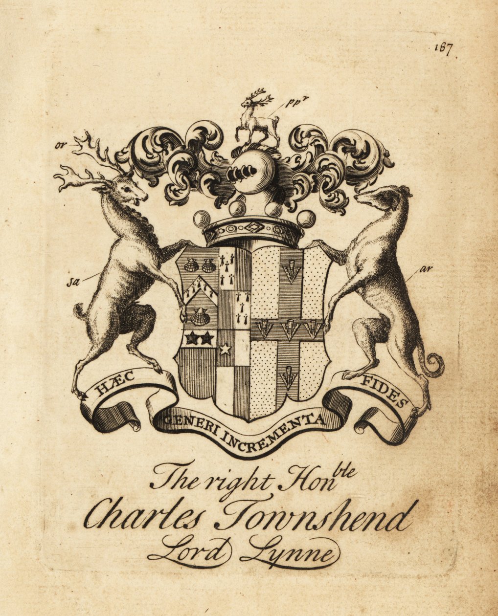 Oikeanpuoleisen Charles Townshendin vaakuna, Lord Lynne, 3. varakreivi Townshend tekijältä Andrew Johnston