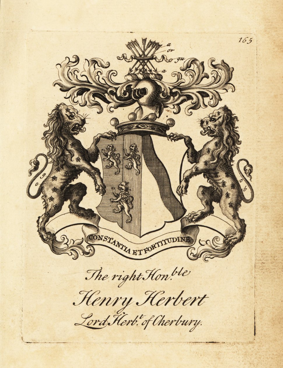 Oikeanpuoleisen Henry Herbertin, Cherburyn lordi Herbertin, Cherburyn (tai Chirburyn) paroni Herbertin vaakuna tekijältä Andrew Johnston