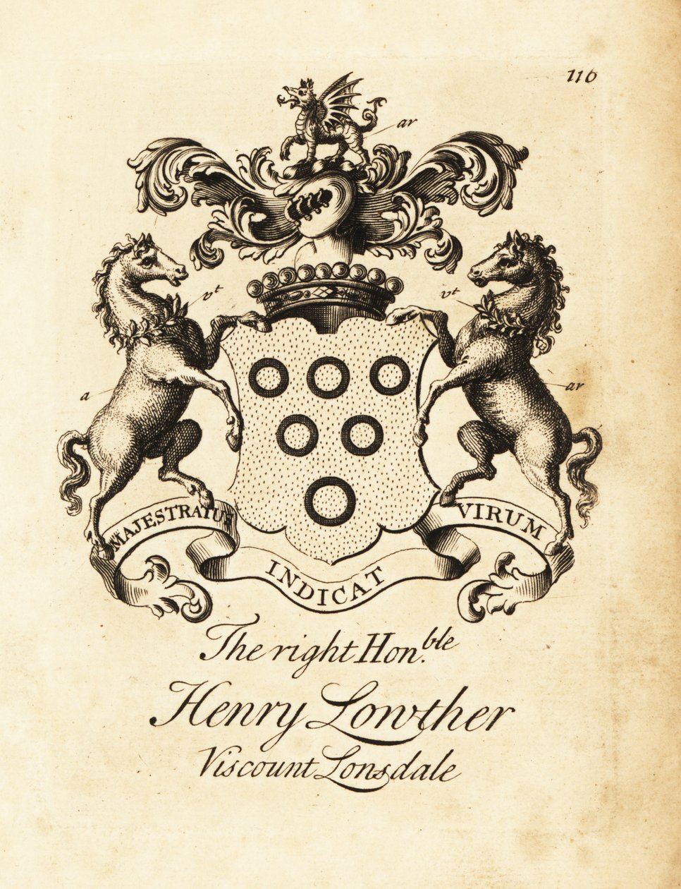 Oikeanpuoleisen Henry Lowtherin, 3. varakreivi Lonsdalen (1694-1751) vaakuna tekijältä Andrew Johnston