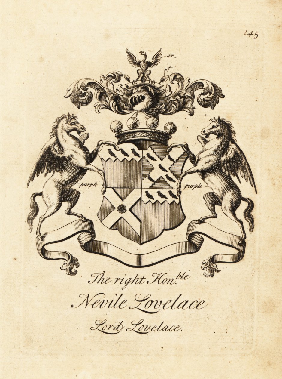Oikean kunnianarvoisan Nevile Lovelacen vaakuna, Lord Lovelace, 6. Baron Lovelace tekijältä Andrew Johnston