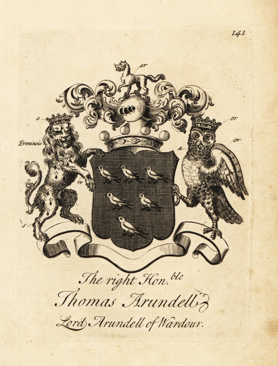 Oikeanpuoleisen Thomas Arundellin vaakuna, Wardourin lordi Arundell, Wardourin 7. Baron Arundell tekijältä Andrew Johnston