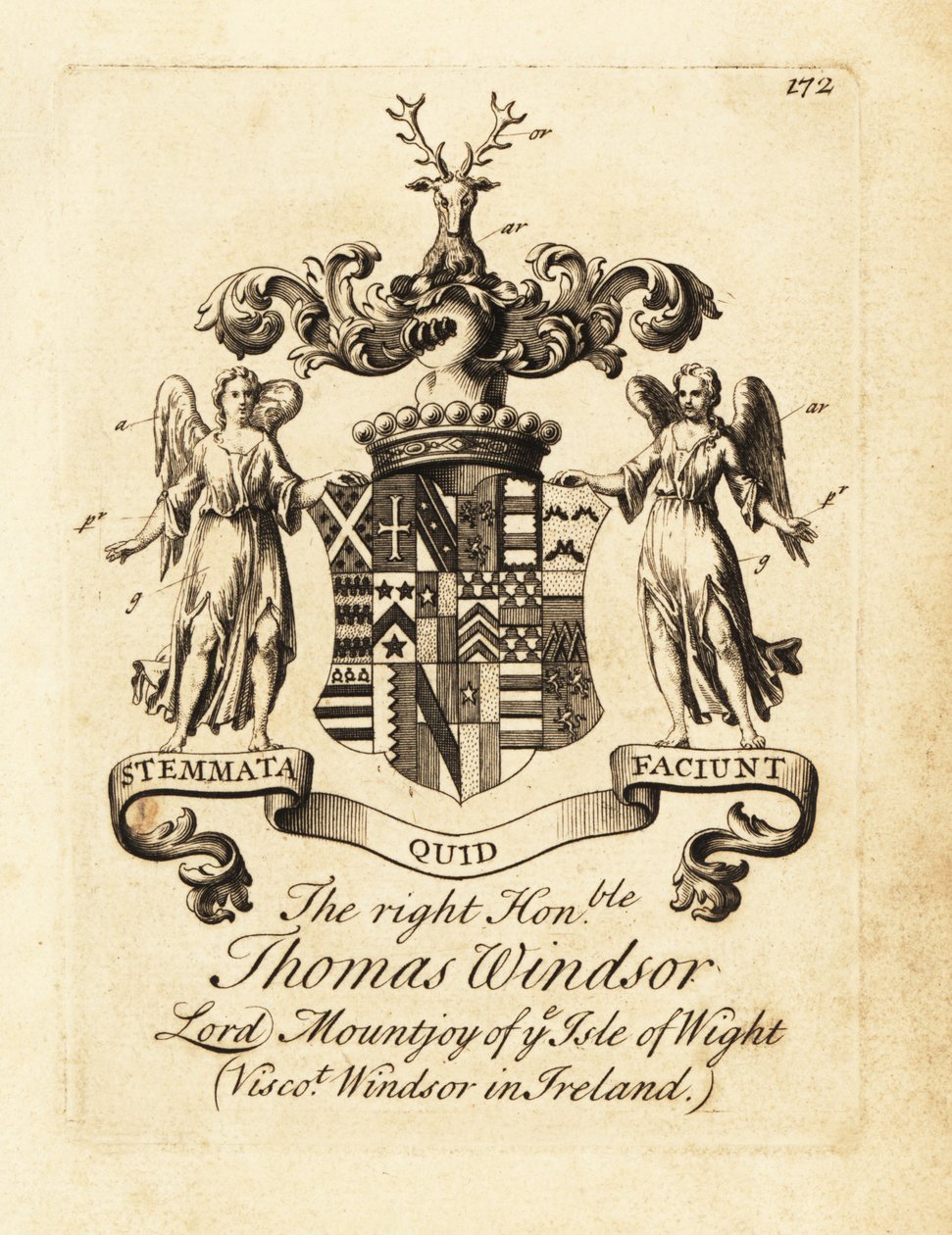 Oikeanpuoleisen Thomas Windsorin, Isle of Wightin lordi Mountjoyn vaakuna tekijältä Andrew Johnston