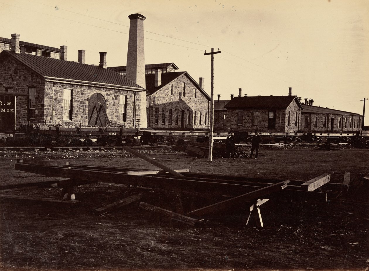 Lautanen 17. Laramien konepajoja lounaasta, 1869 (kuva). tekijältä Andrew Joseph Russell