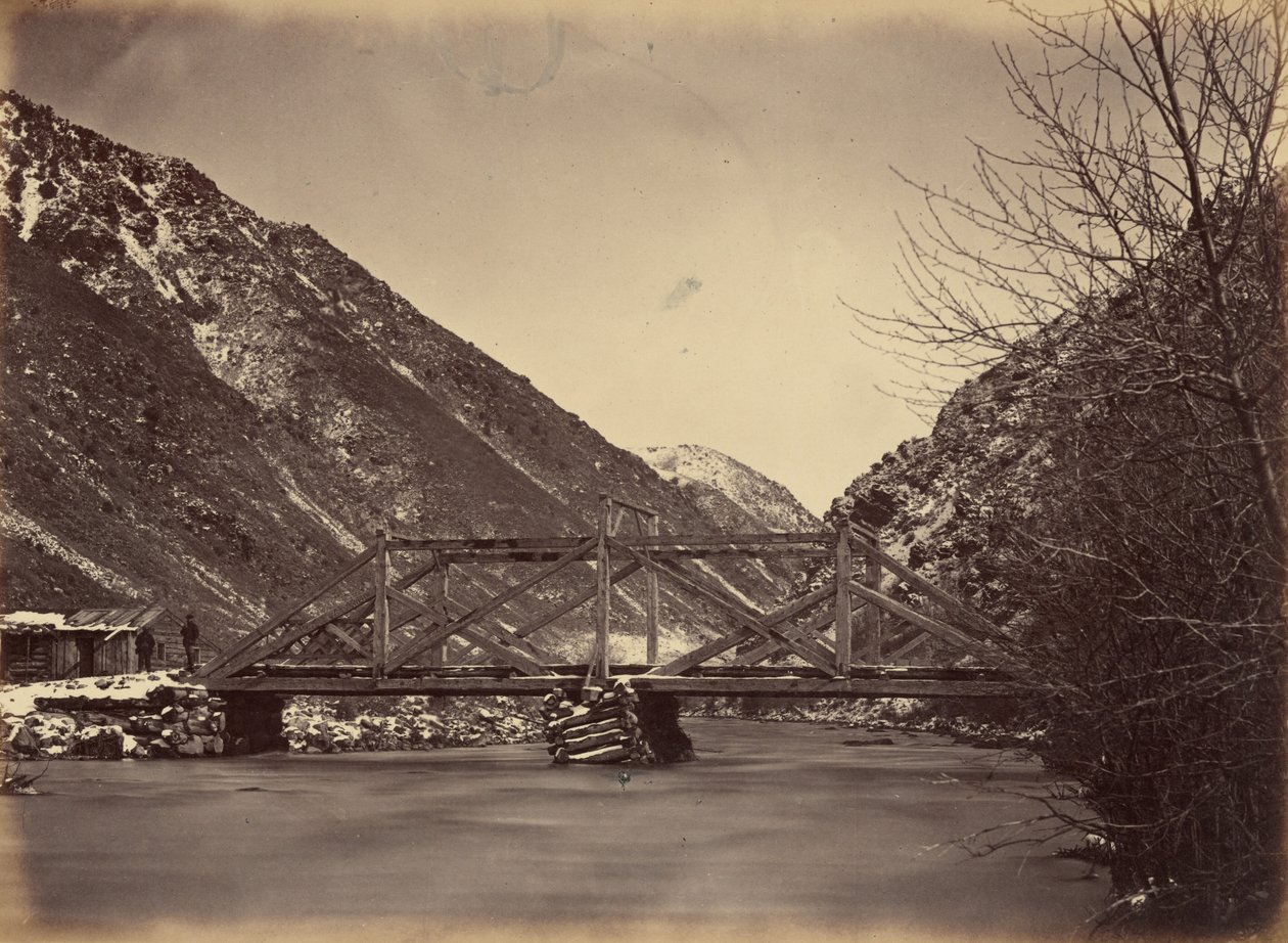Lautanen 42. Mormon Turnpike Bridge, Mouth of Weber Canon,1869 (kuva). tekijältä Andrew Joseph Russell
