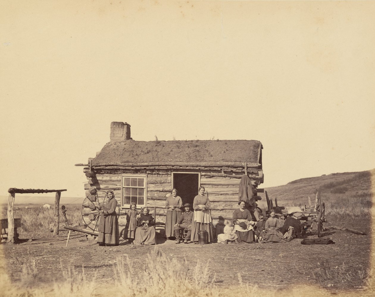 Lautanen 48. Mormoniperhe, Great Salt Lake Valley,1869 (kuva). tekijältä Andrew Joseph Russell