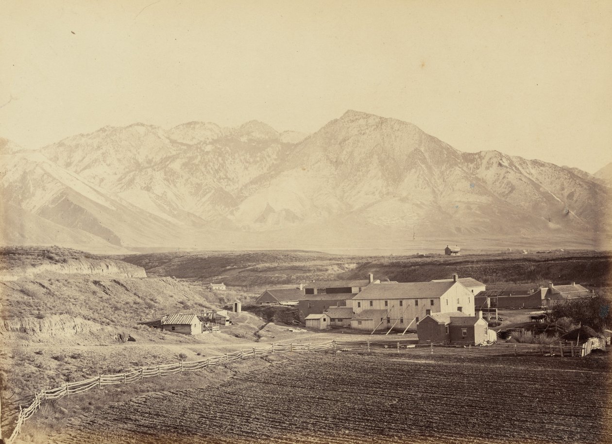Lautanen 49. Brigham Youngin puuvilla- ja villatehtaat, 1869 (kuva). tekijältä Andrew Joseph Russell