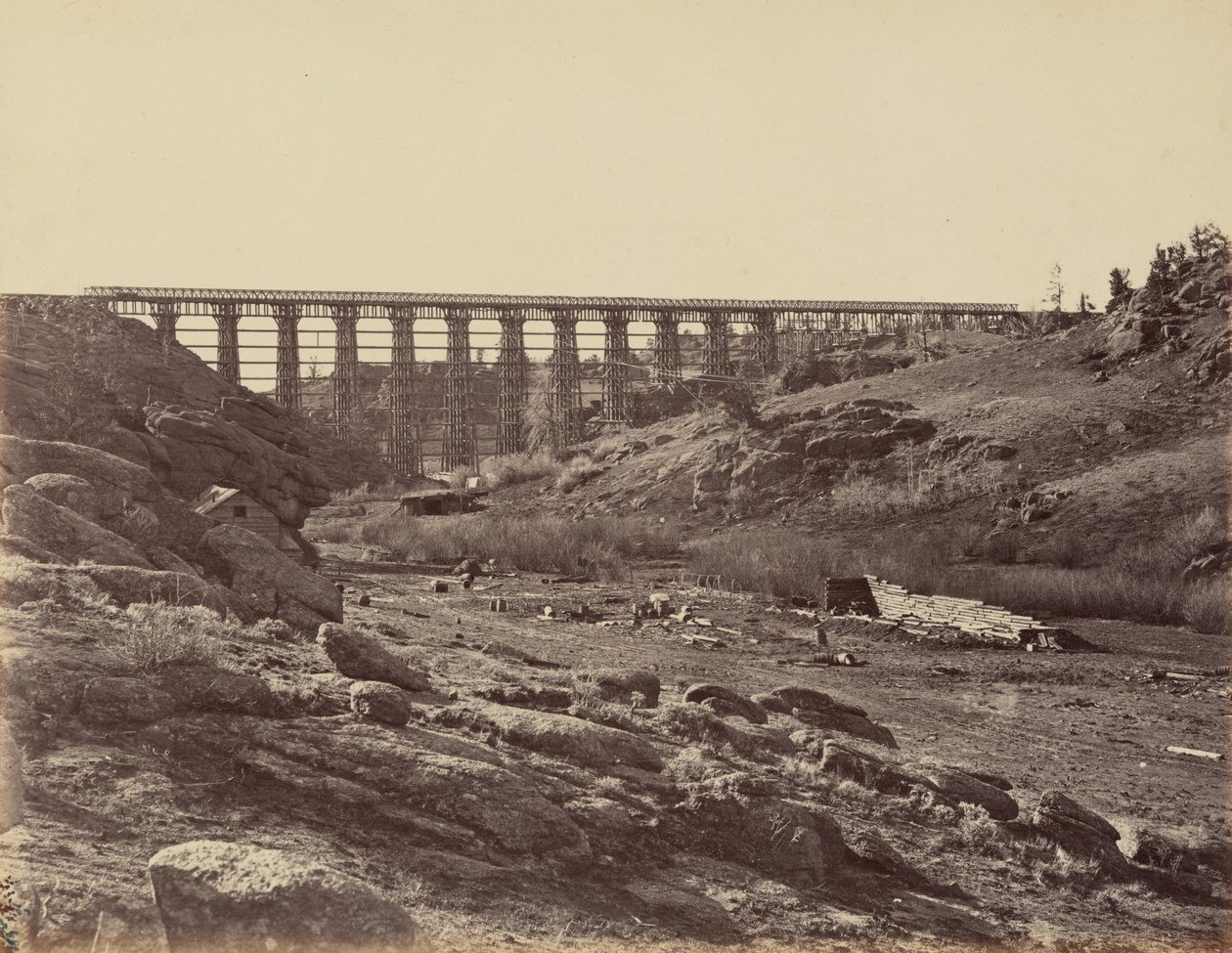 Lautanen 7. Dale Creekin silta, yleisnäkymä,1869 (valokuva) tekijältä Andrew Joseph Russell