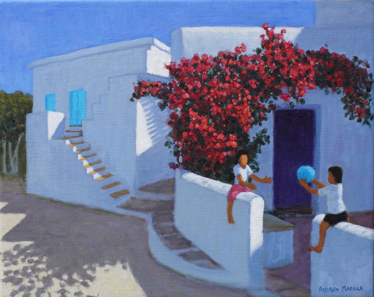 Pallopeli, Samos, Kreikka, 2022 (öljy kankaalle) tekijältä Andrew Macara