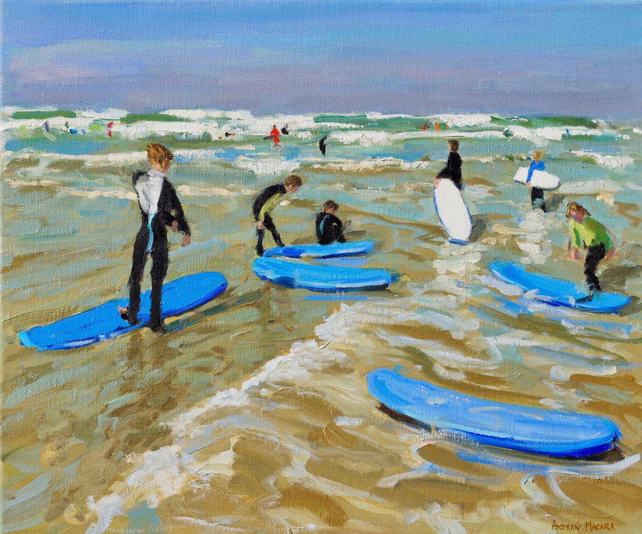 Siniset surffilaudat, Bude. 20x24",2019,(öljy kankaalle) tekijältä Andrew Macara