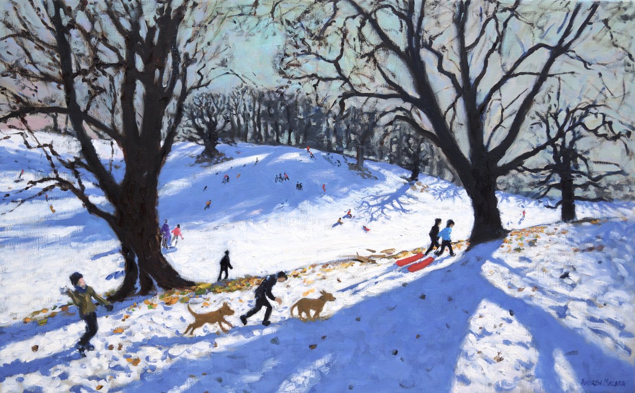 Joulupäivä, Calke Abbey, Derby, 2017 (öljy kankaalle) tekijältä Andrew Macara