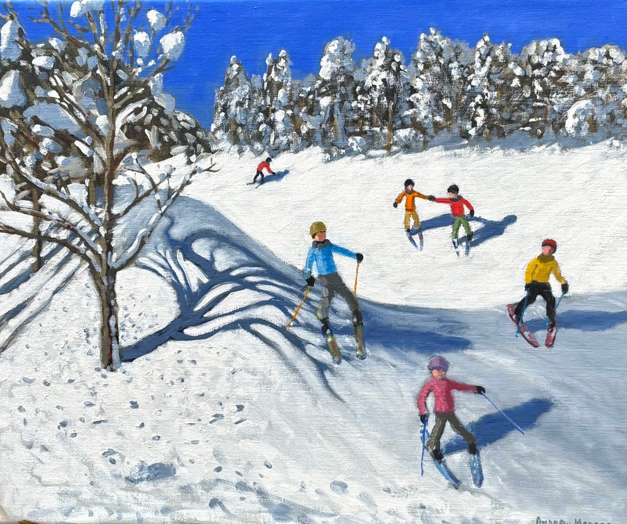 Jouluhiihto Les Arcsissa ( öljymaalaus) tekijältä Andrew Macara