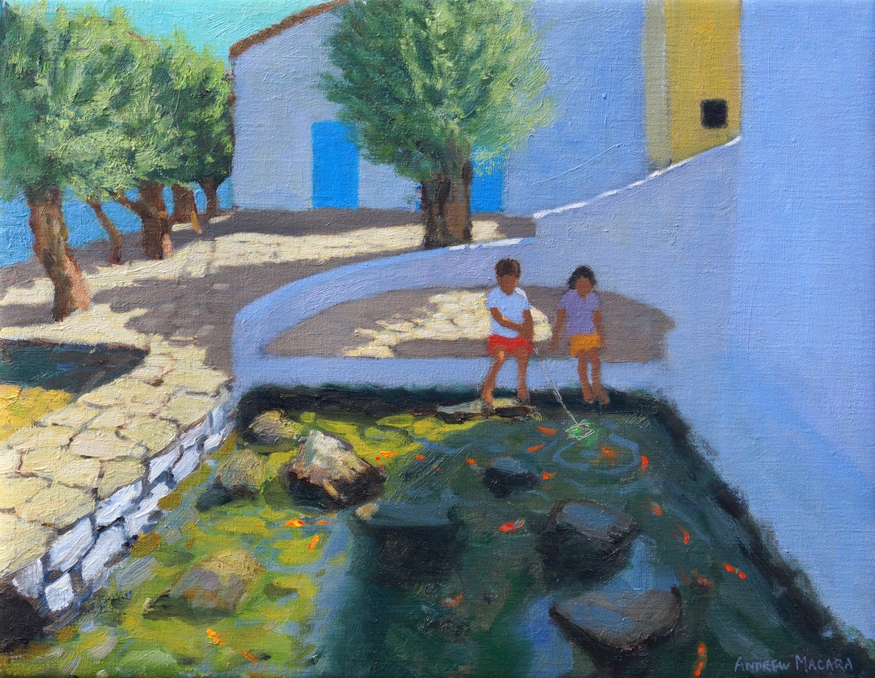 Kalalampi, Milos, Kreikka, 2017, (öljy kankaalle) tekijältä Andrew Macara