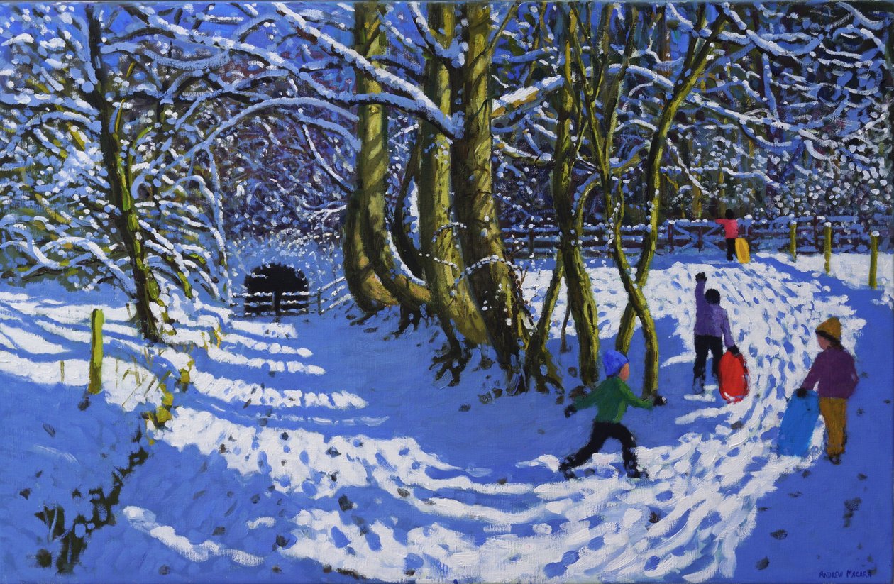 Kelkkailu, Calke Abbey, 2021 (öljy kankaalle) tekijältä Andrew Macara