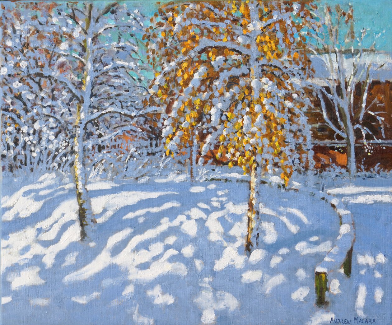 Kultaiset lehdet talvella, Normanton, Derby, (öljy kankaalle) tekijältä Andrew Macara