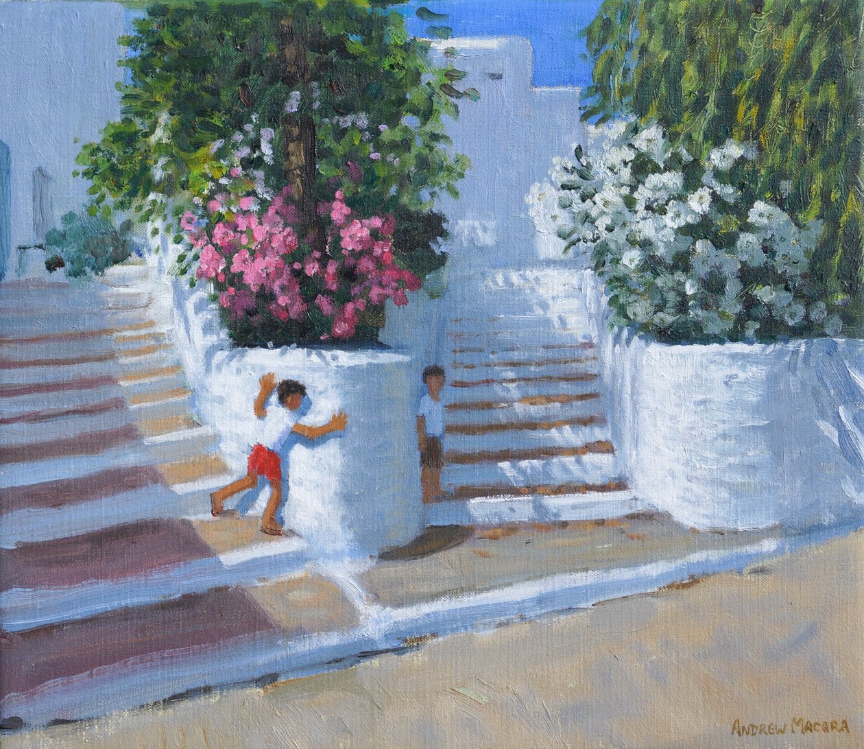 Piilosta, Adamas, Milos, Kreikka, 2023 (öljy kankaalle) tekijältä Andrew Macara