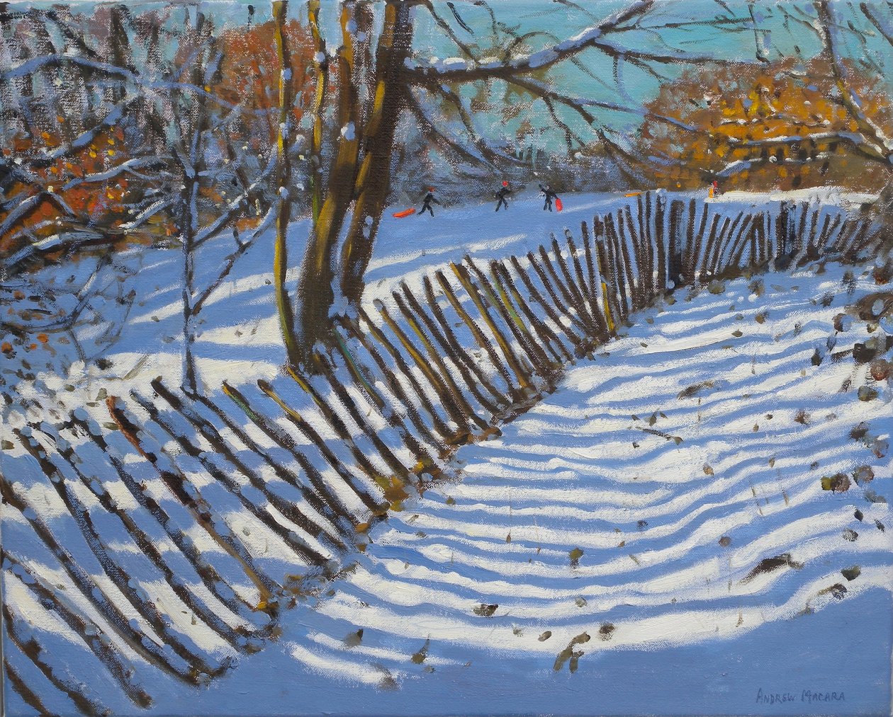 Leaning Fence, 2011 (öljy kankaalle) tekijältä Andrew Macara