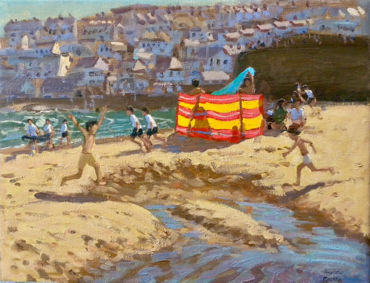 Oranssi ja keltainen tuulisuoja, St Ives.2010 14x18" tekijältä Andrew Macara
