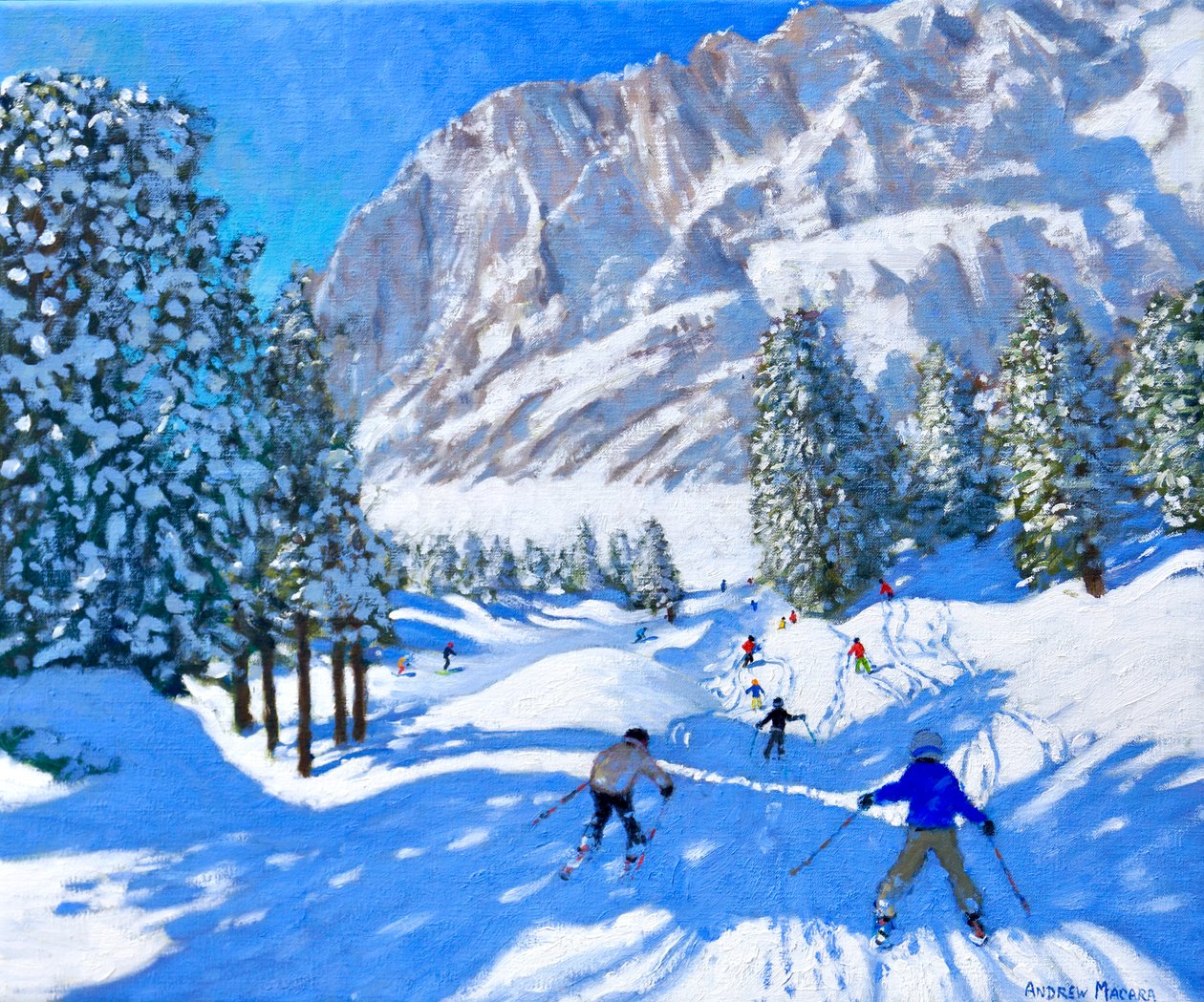 Hiihto kohti Dolomiiteja, Val Gardena, Italia, 2022 (öljy kankaalle) tekijältä Andrew Macara